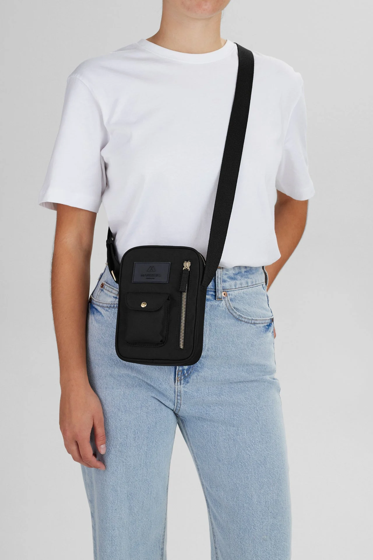 DarlaMBG Tall Crossbody Bag, Monochrome, Gold - Image 3